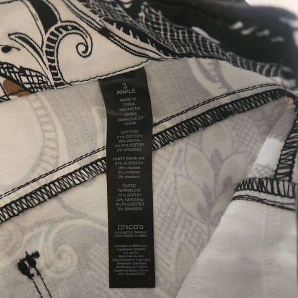 Chico's So Slimming Girlfriend ankle pants bold design Size 3/XL - Picture 5 of 6